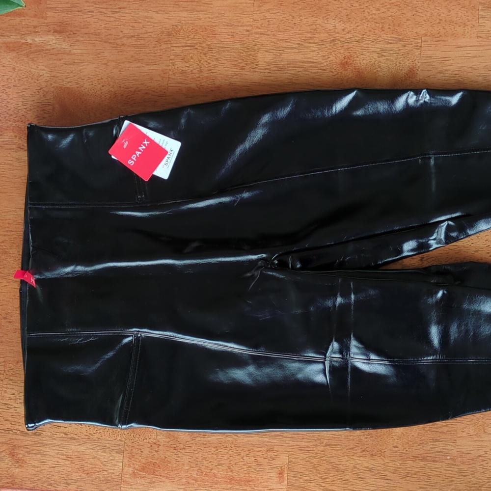 SPANX faux patent leather black leggings